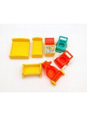 Vintage 1972 Fisher Price Little People Furniture Lot of 7